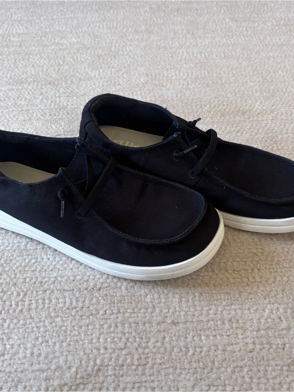 Mad Love Black Canvas Casual Flats with White Sole